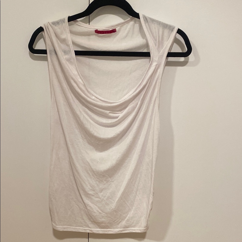 White Drape Neck Tank Top